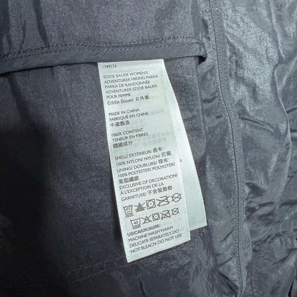 Eddie Bauer Adventurer Hiking‎ Hooded Parka Jacket Black Lightweight Medium - Picture 10 of 12